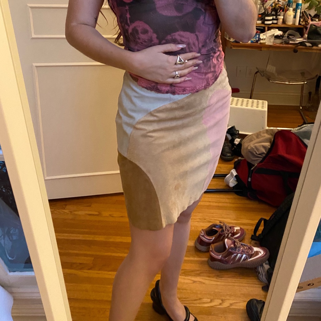 Suede Patchwork Skirt